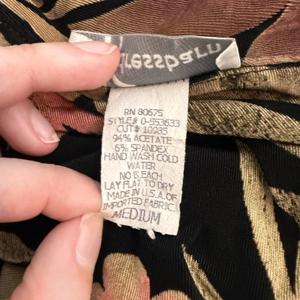 Dressbarn Y2K Black Coral Floral Slinky Blouse | M - Picture 9 of 10